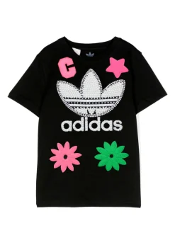 Adidas X Iconic T-shirt Nera con Patch e Logo con Perle