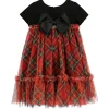 Angel's Face Abito Nero/Scozzese in Tulle per Bambine