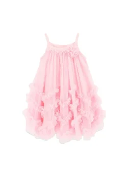 Angel's Face Abito Rosa in Tulle Zig Zag per Bambine