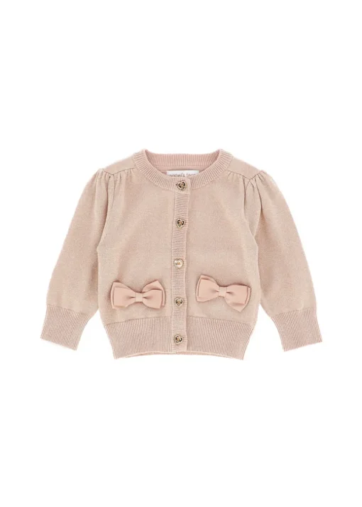 Angel's face Cardigan Beige con Fiocchi per Neonate