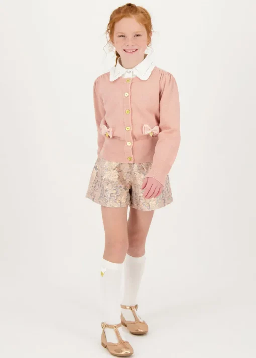 Angel's face Cardigan Rosa con Fiocchi per Bambine