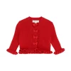 Angel's Face Cardigan Rosso con Fiocchi per Neonate