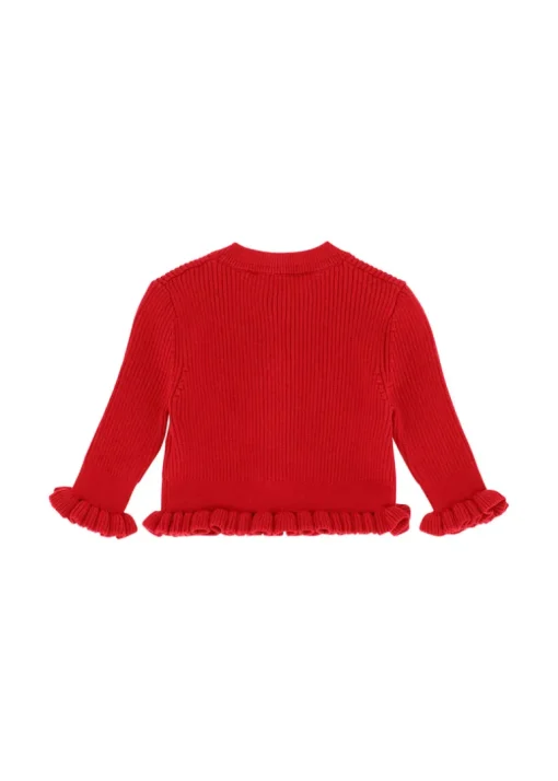 Angel's Face Cardigan Rosso con Fiocchi per Neonate