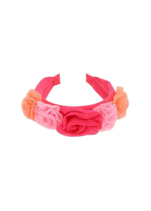 Angel's Face Cerchietto Fucsia con Tulle Rosie per Bambine