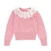 Angel's Face Maglioncino Rosa con Girocollo in Pizzo per Bambine
