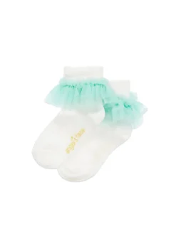 Angel's Face Top Calzini Bianchi/Menta Frilly per Bambine