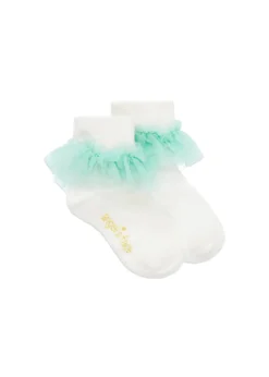 Angel's Face Top Calzini Bianchi/Menta Frilly per Bambine