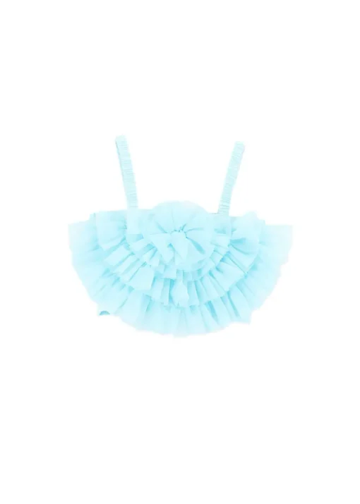 Angel's Face Top Celeste con Tulle Rosetta per Bambine