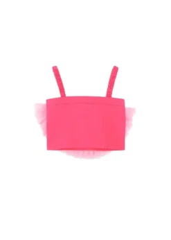 Angel's Face Top Fucsia con Tulle Rosetta per Bambine