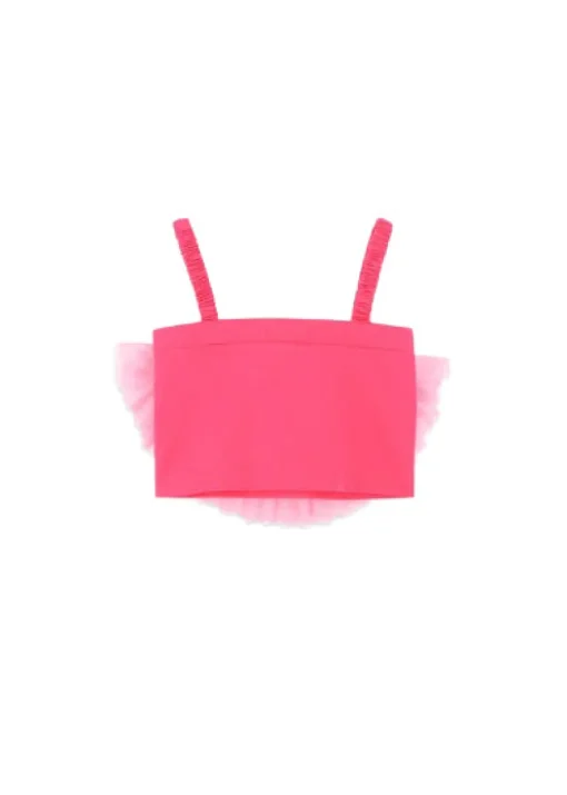 Angel's Face Top Fucsia con Tulle Rosetta per Bambine