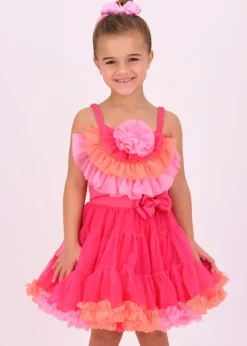 Angel's Face Top Fucsia con Tulle Rosetta per Bambine