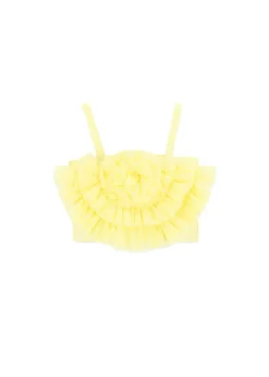 Angel's Face Top Giallo con Tulle Rosetta per Bambine