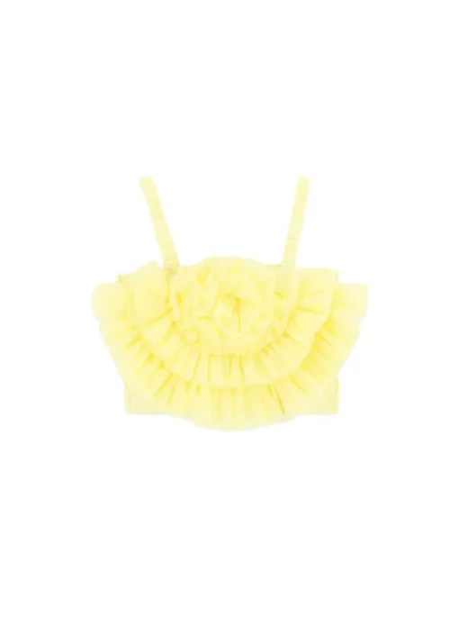 Angel's Face Top Giallo con Tulle Rosetta per Bambine