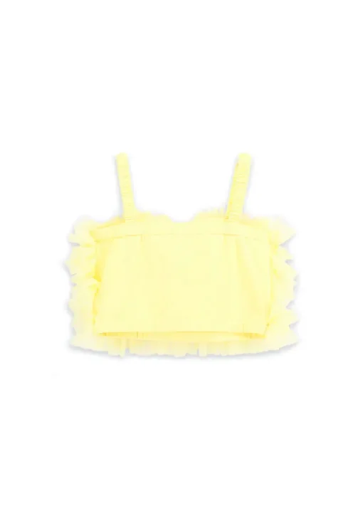Angel's Face Top in Tulle Giallo per Bambine