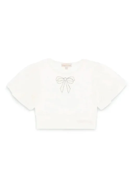 Angel's Face T-shirt Crop Panna per Bambine