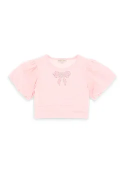 Angel's Face T-shirt Crop Rosa per Bambine