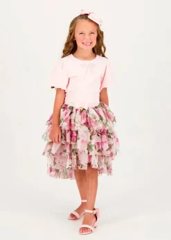 Angel's Face T-shirt Crop Rosa per Bambine
