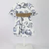 Barcellino Abito Fantasia Bianco/Blu con Fascia per Neonate