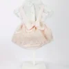Barcellino Salopette Rosa con Fiocco con T-shirt Bianca per Neonate