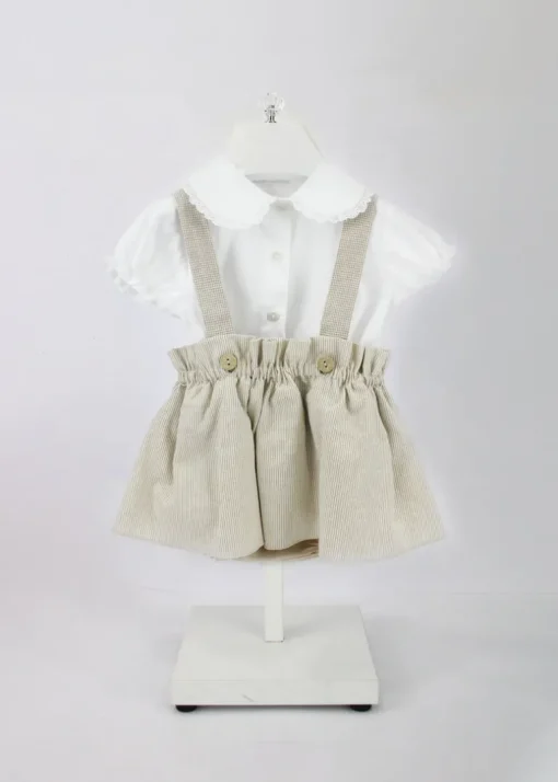 Barcellino T-shirt Bianca con Salopette per Neonate