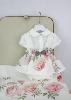 Barcellino T-shirt con Salopette Floreale per Neonate
