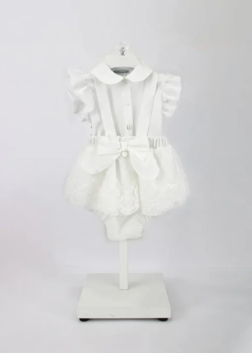 Barcellino T-shirt con Salopette con Fiocco Panna per Neonate