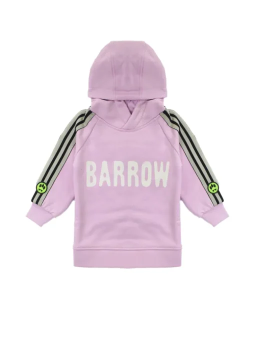 Barrow Kids Abito in Felpa con Cappuccio Rosa con Logo per Neonate