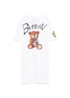 Barrow Kids Abito T-shirt Bianco con Stampa per Bambine