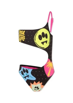 Barrow Kids Costume Monokini Nero con Stampa per Bambine