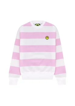 Barrow Kids Felpa a Righe Bianco/Rosa con Stampa per Bambine