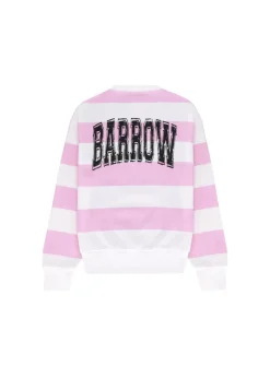 Barrow Kids Felpa a Righe Bianco/Rosa con Stampa per Bambine