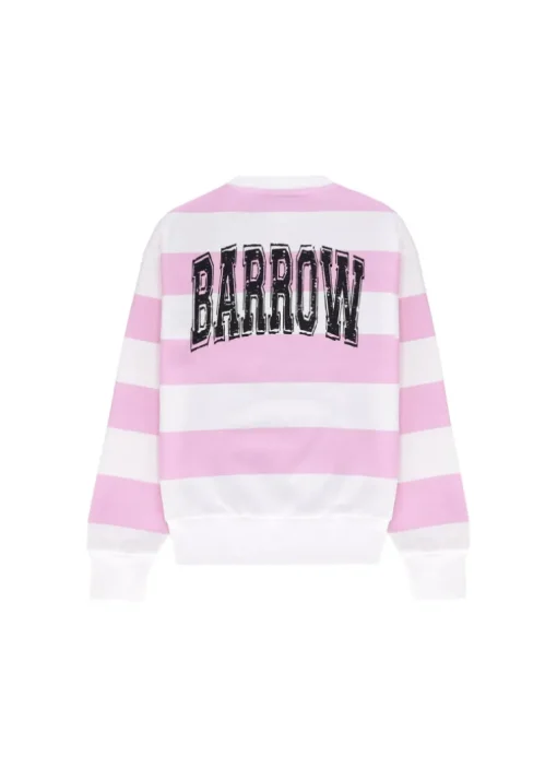 Barrow Kids Felpa a Righe Bianco/Rosa con Stampa per Bambine