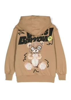 Barrow Kids Felpa con Cappuccio Beige con Stampa per Bambini
