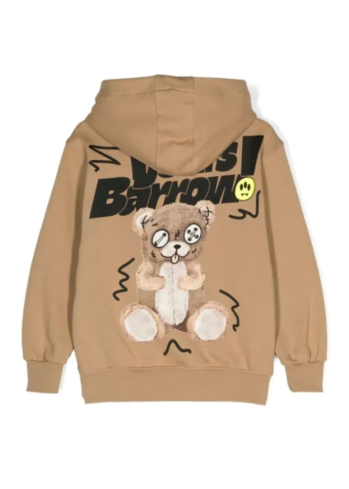 Barrow Kids Felpa con Cappuccio Beige con Stampa per Bambini
