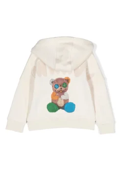 Barrow Kids Felpa con Cappuccio Crema con Stampa Logo e Smile