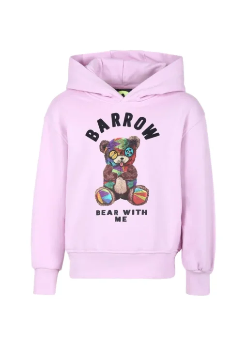 Barrow Kids Felpa Lavanda con Cappuccio con Stampa per Bambine
