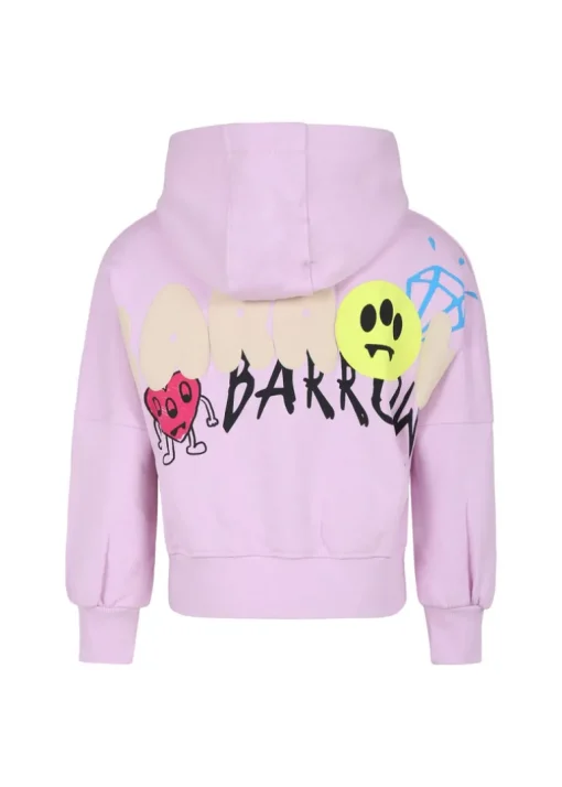 Barrow Kids Felpa Lavanda con Cappuccio con Stampa Logo per Bambine