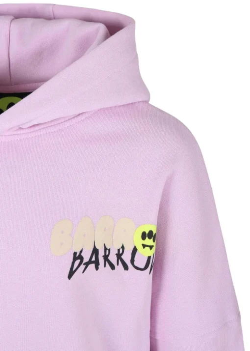 Barrow Kids Felpa Lavanda con Cappuccio con Stampa Logo per Bambine