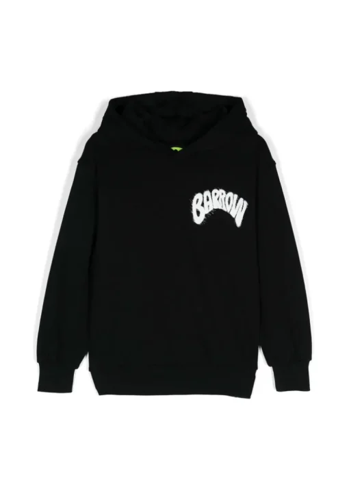 Barrow Kids Felpa Nera con Cappuccio con Stampa Logo per Bambini