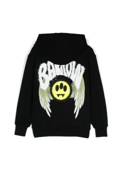 Barrow Kids Felpa Nera con Cappuccio con Stampa Logo per Bambini