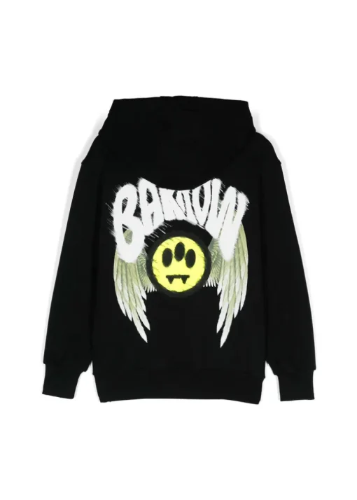 Barrow Kids Felpa Nera con Cappuccio con Stampa Logo per Bambini