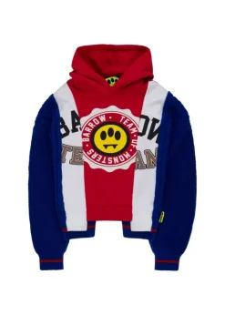 Barrow Kids Felpa Rossa con Cappuccio con Patchwork per Bambini