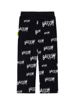 Barrow Kids Pantaloni in Felpa Neri con Stampa per Bambini