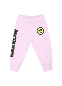 Barrow Kids Pantaloni Rosa in Felpa con Stampa Logo per Neonate