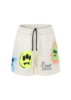 Barrow Kids Short Crema con Stampa e Strass per Bambine