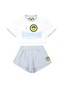 Barrow Kids T-shirt Bianca con Shorts Celeste per Neonate