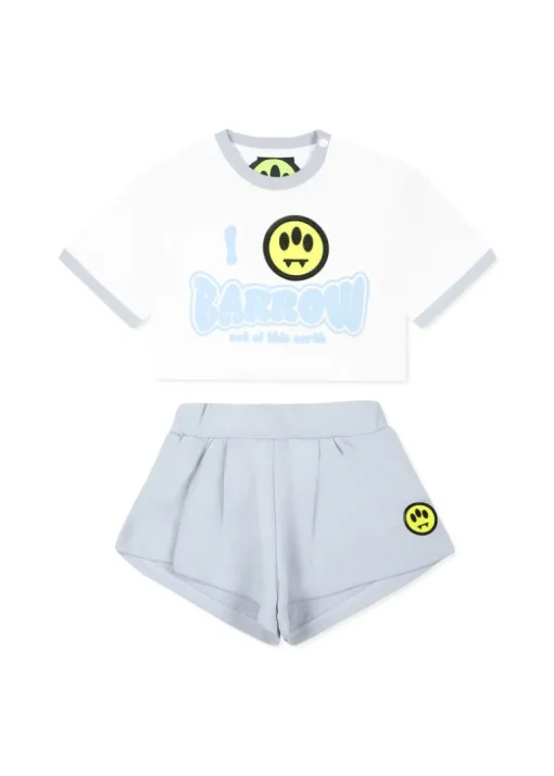 Barrow Kids T-shirt Bianca con Shorts Celeste per Neonate