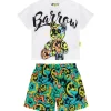 Barrow Kids T-shirt Bianca con Stampa con Shorts Multicolor per Neonati