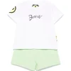 Barrow Kids T-shirt Bianca con Stampa Retro con Shorts Verdi per Neonati