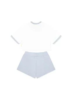Barrow Kids T-shirt Bianca con Shorts Celeste per Neonate